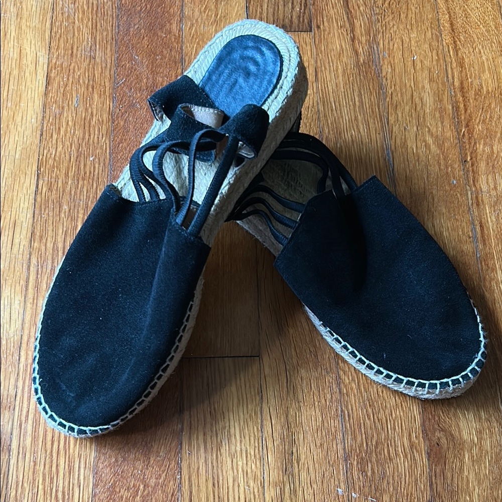 Black Suede Espadrille Sandals